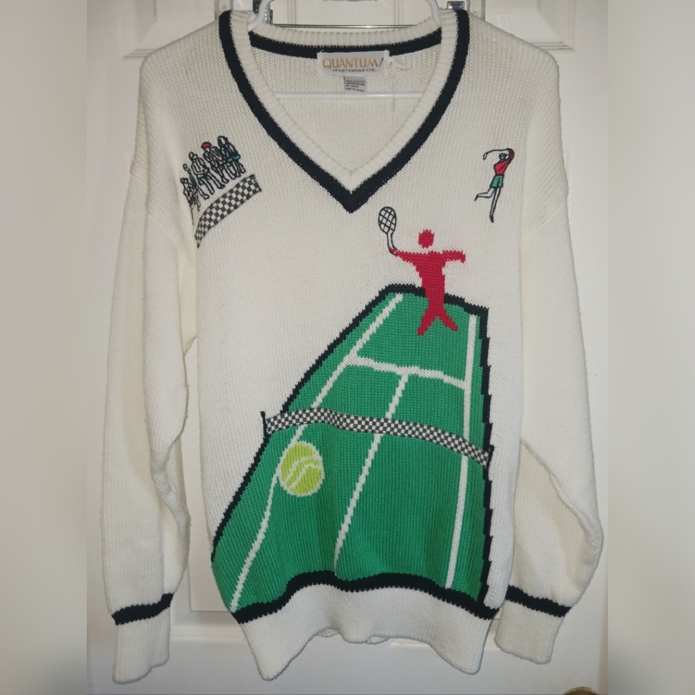 VTG Quantum Sportswear Ltd. Tennis Sweater M Tennis Court Players Spectators